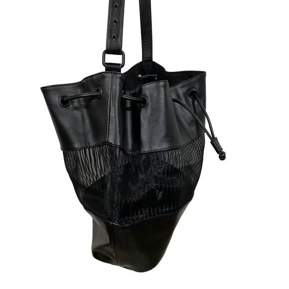 BCBGeneration Drawstring Mesh Middle Tote Handbag Purse - Picture 12 of 16